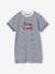 Robe fille en molleton léger motif gris chiné+rayé bleu+vert+vert sauge - vertbaudet enfant 