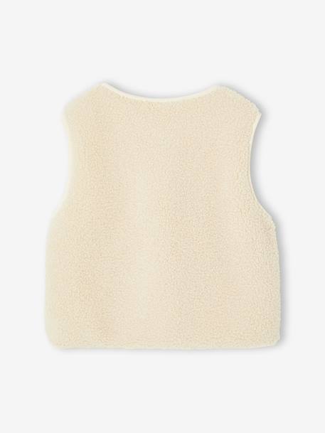 Gilet sans manches fille en sherpa écru+marron - vertbaudet enfant 