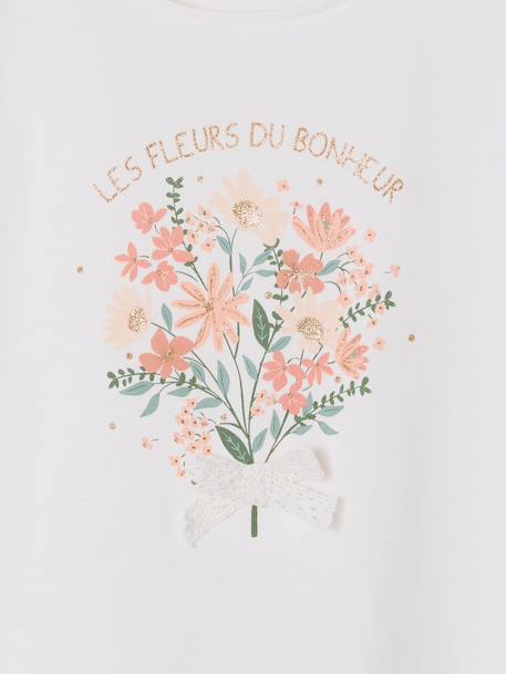 Tee-shirt manches courtes fleuri blanc - vertbaudet enfant 