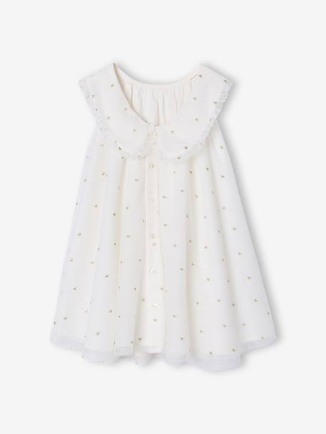 Robe évasée fille tulle brodée blanc - vertbaudet enfant 