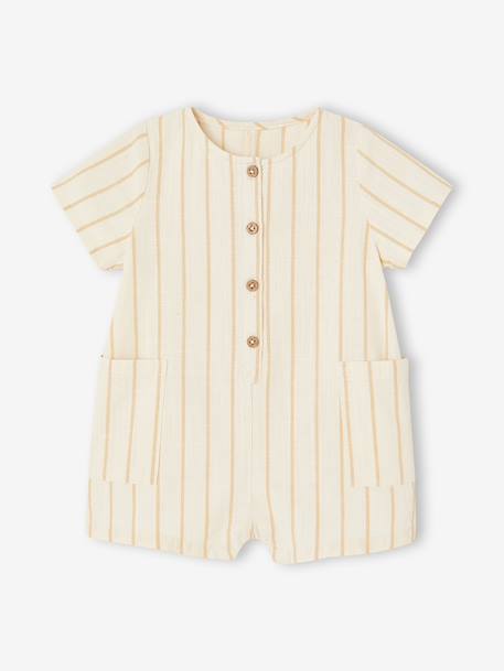 Gestreepte combishort voor babyjongens beige, gestreept - vertbaudet enfant 