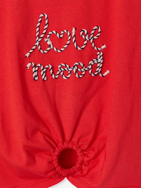 T-shirt fille détail noeud fantaisie écru+rayé bleu+rouge - vertbaudet enfant 
