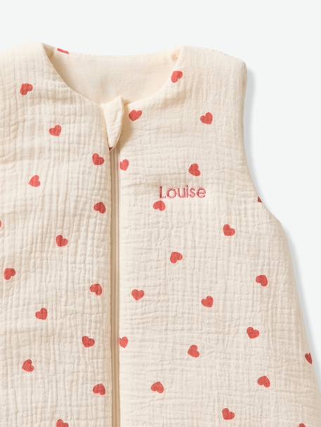 Gigoteuse en gaze de coton bio personnalisable MON CŒUR écru - vertbaudet enfant 