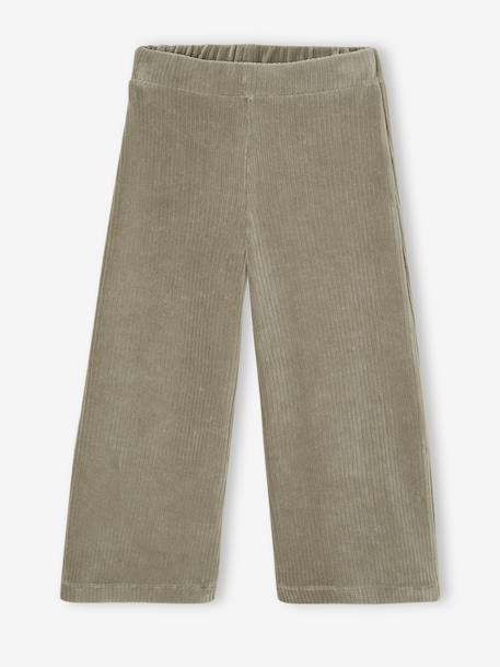 Pantalon fille large en velours anthracite+bleu grisé+chocolat+écru+kaki+marron+mauve+prune+rose - vertbaudet enfant 