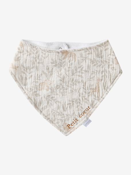 Lot 3 bavoirs bandanas en gaze de coton BLANC+carreaux vert+écru+lot beige+lot renard+lot vert panda+vert sauge - vertbaudet enfant 