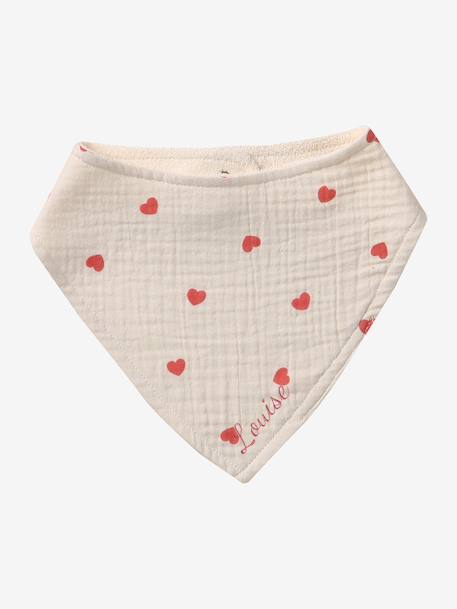 Set met 3 slabbetjes van katoengaas beige, bedrukt+ecru+grijsblauw+lichtroze+saliegroen+set groene panda+set vos+touw+veel beige+WIT - vertbaudet enfant 