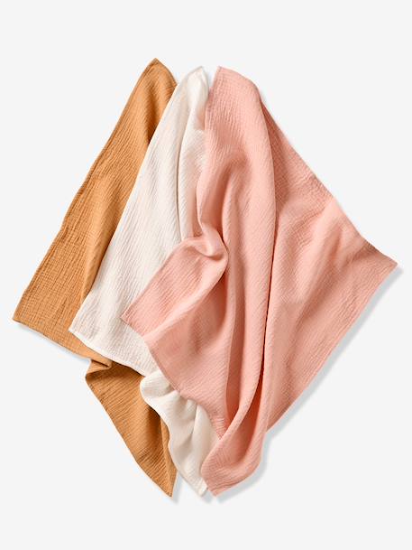 Lot de 3 langes unis en gaze de coton Bio* lot rose - vertbaudet enfant 