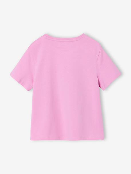 Tee-shirt fille imprimé manches courtes écru+mauve+vert sauge - vertbaudet enfant 