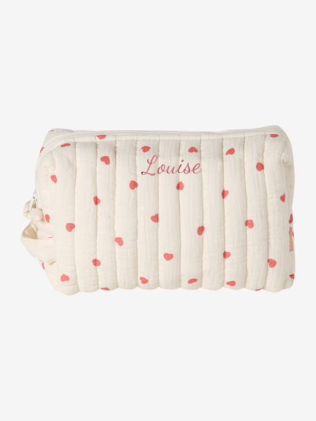 Trousse toilette Mama gaze coton beige imprimé+blanc+écru+noisette - vertbaudet enfant 