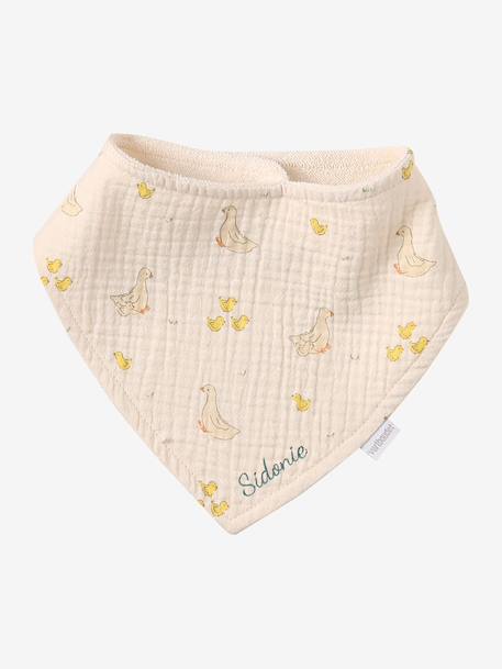 Lot 3 bavoirs bandanas en gaze de coton BLANC+carreaux vert+écru+lot beige+lot renard+lot vert panda+vert sauge - vertbaudet enfant 