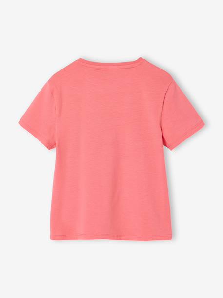 T-shirt voor meisjes met print en korte mouwen ecru+rozen+saliegroen - vertbaudet enfant 