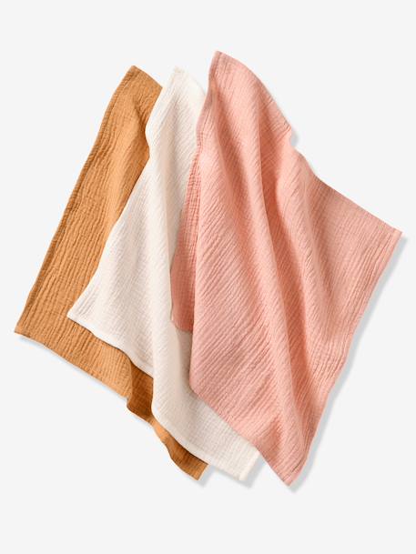 Lot de 3 langes unis en gaze de coton Bio* lot rose - vertbaudet enfant 