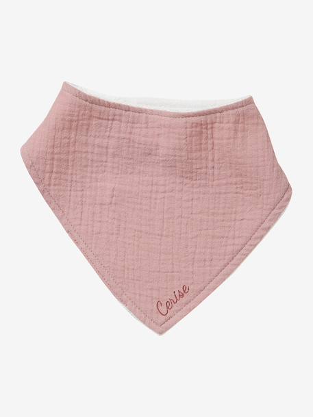 Lot 3 bavoirs bandanas en gaze de coton / éponge noisette+rose grenier - vertbaudet enfant 