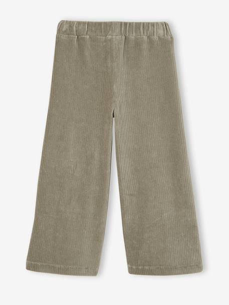 Pantalon fille large en velours anthracite+bleu grisé+chocolat+écru+kaki+marron+mauve+prune+rose - vertbaudet enfant 