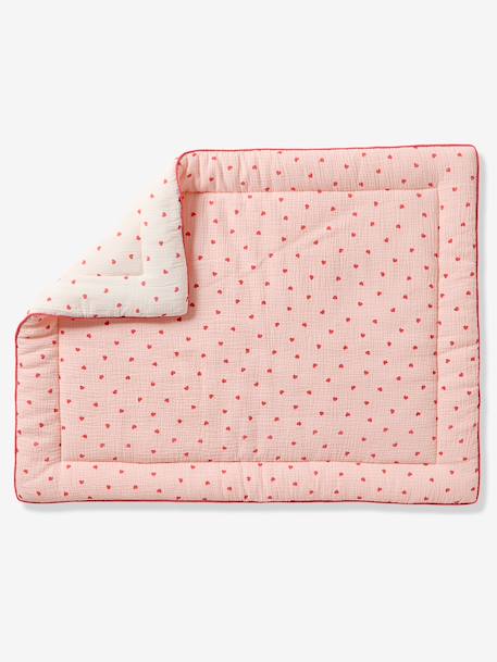 Tapis de sol / Fond de parc gaze de coton MON COEUR rose imprimé - vertbaudet enfant 