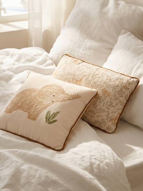 Set van 2 BABYLON kussens van katoenen hydrofiel beige - vertbaudet enfant 