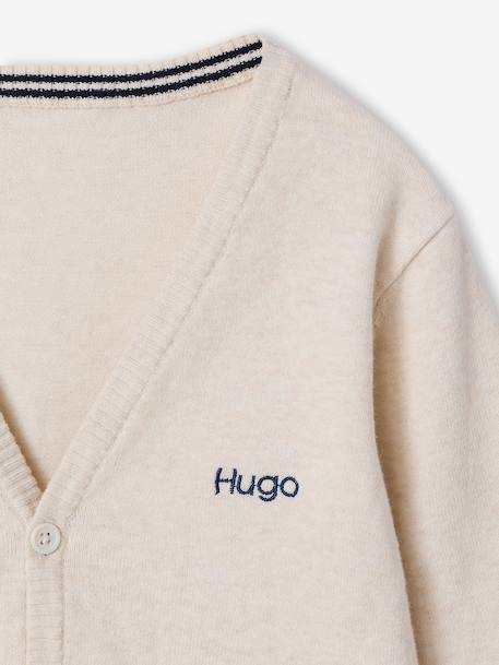 Gebreid vest met V-hals BASICS gemêleerd wit+marineblauw - vertbaudet enfant 