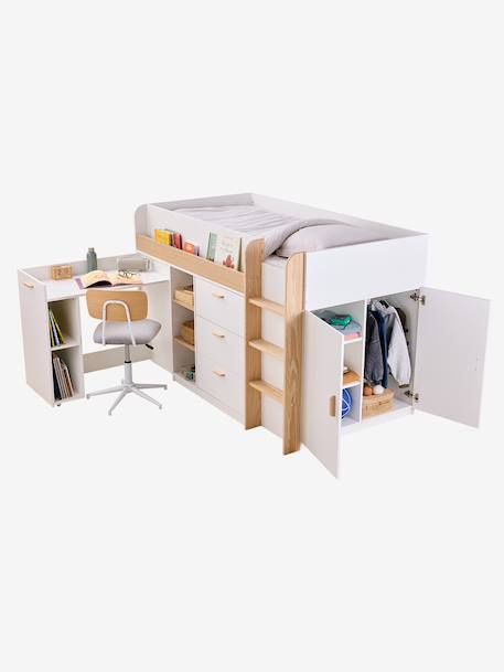 Lit enfant mi-hauteur studio 90x190cm +bureau blanc - vertbaudet enfant 