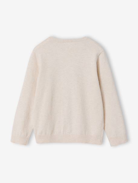 Gebreid vest met V-hals BASICS gemêleerd wit+marineblauw - vertbaudet enfant 