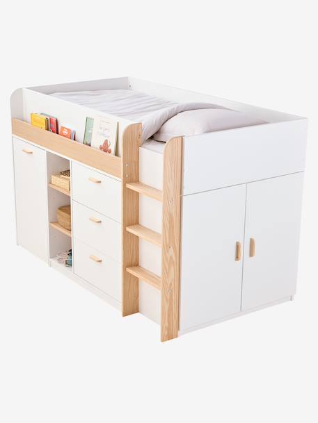 Lit enfant mi-hauteur studio 90x190cm +bureau blanc - vertbaudet enfant 