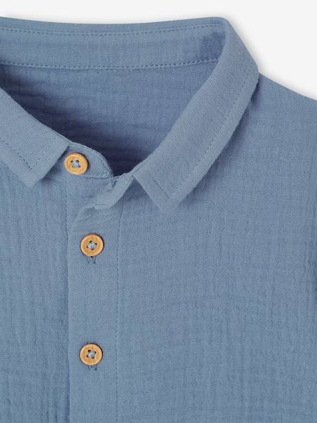 Chemise bébé garçon en gaze de coton bleu jean - vertbaudet enfant 