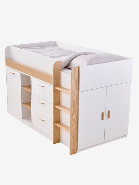 Lit enfant mi-hauteur studio 90x190cm +bureau blanc - vertbaudet enfant 