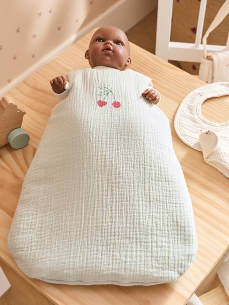 Trappelzak voor pop van katoen beige+ecru+rood - vertbaudet enfant 