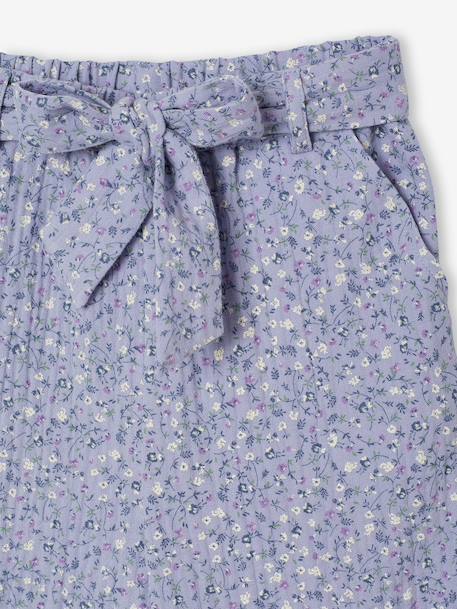 Pantacourt fille volanté gaze de coton blanc imprimé+bleu imprimé - vertbaudet enfant 