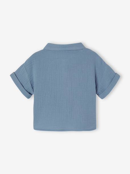 Chemise bébé garçon en gaze de coton bleu jean - vertbaudet enfant 