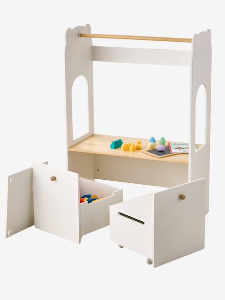 Kapstok en bureau kind 2 in 1 Ourson wit - vertbaudet enfant 