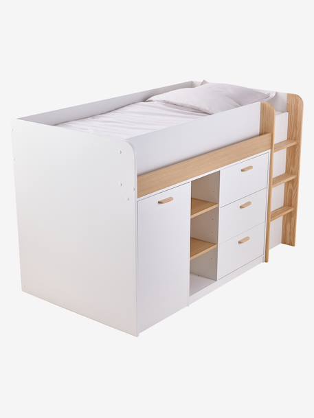 Lit enfant mi-hauteur studio 90x190cm +bureau blanc - vertbaudet enfant 