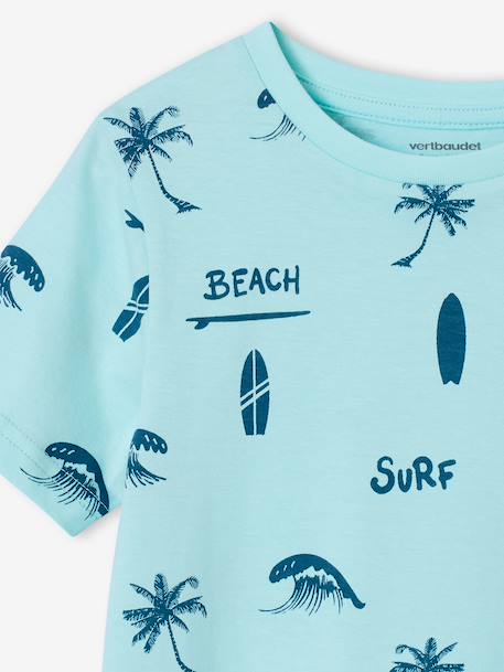 T-shirt garçon imprimé blanc chiné+bleu jean+lichen+menthe - vertbaudet enfant 