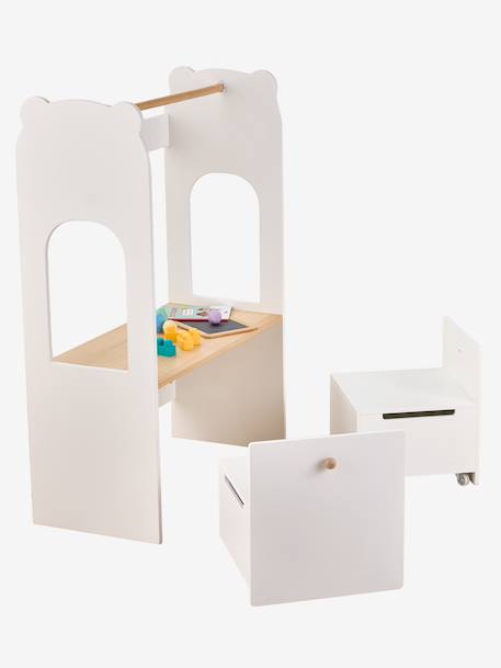 Kapstok en bureau kind 2 in 1 Ourson wit - vertbaudet enfant 