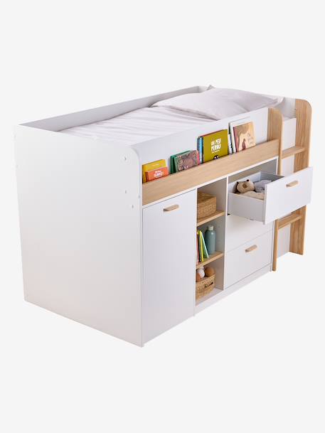 Lit enfant mi-hauteur studio 90x190cm +bureau blanc - vertbaudet enfant 
