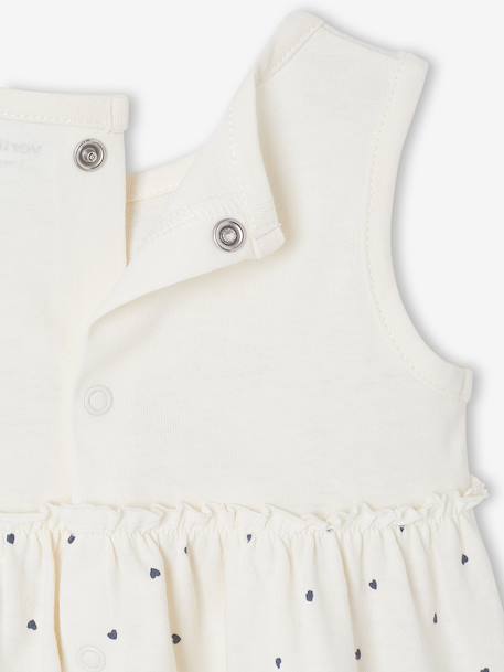 Jurk met bijpassende haarband babymeisje beige+donkergroen met print+roze (poederkleur) - vertbaudet enfant 