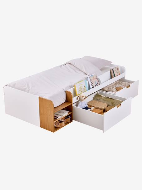 Lit enfant avec rangements 90x200cm Pirouette blanc - vertbaudet enfant 