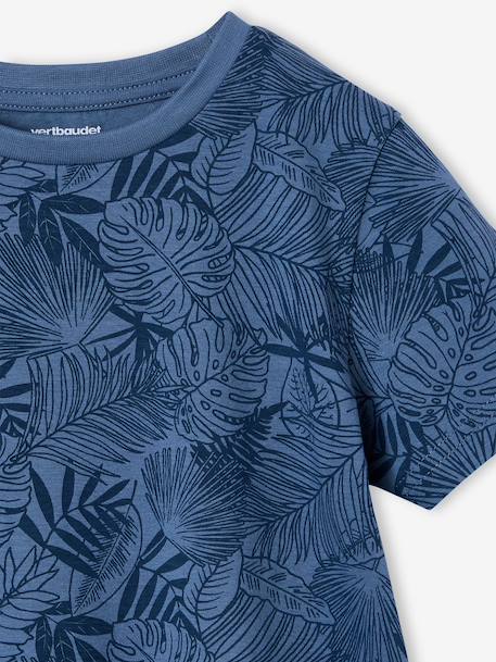 T-shirt voor jongens met print gemêleerd wit+jeansblauw+korstmos+mintgroen - vertbaudet enfant 