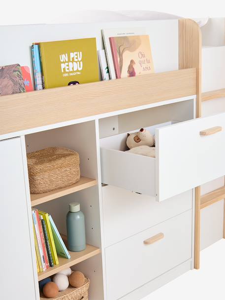 Lit enfant mi-hauteur studio 90x190cm +bureau blanc - vertbaudet enfant 