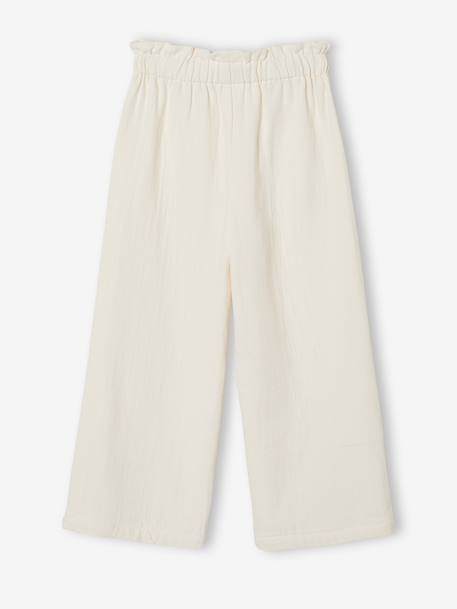 Pantalon fille large en gaze de  coton écru - vertbaudet enfant 