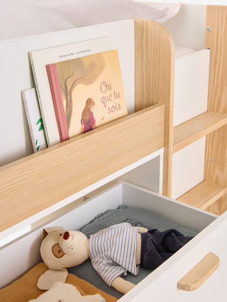 Lit enfant mi-hauteur studio 90x190cm +bureau blanc - vertbaudet enfant 