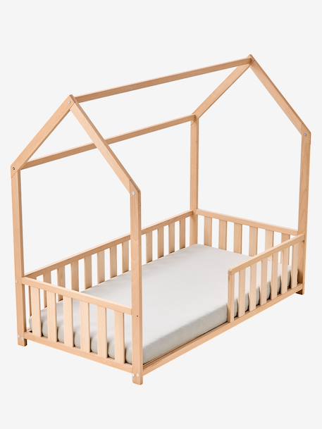 Lit enfant cabane 70x140 cm blanc+bois - vertbaudet enfant 
