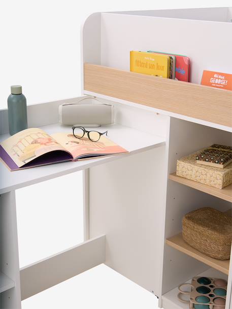 Lit enfant mi-hauteur studio 90x190cm +bureau blanc - vertbaudet enfant 