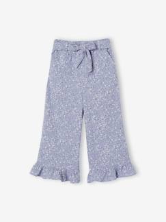 -Pantacourt fille volanté gaze de coton