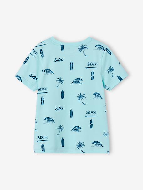 T-shirt voor jongens met print gemêleerd wit+jeansblauw+korstmos+mintgroen - vertbaudet enfant 