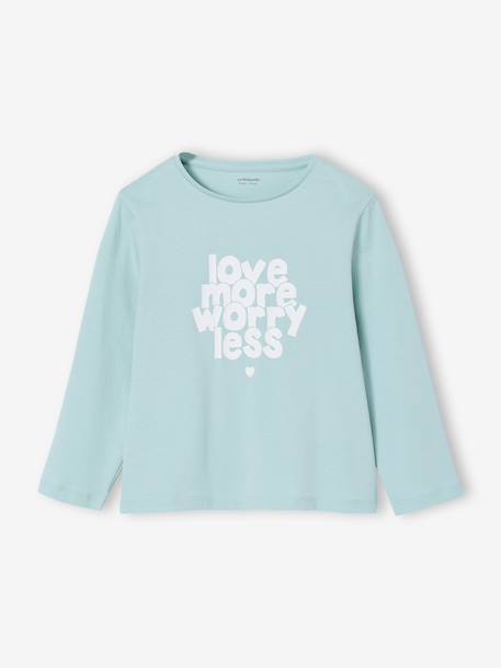 Lot de 3 t-shirts fille fantaisie manches longues anthracite+bleu grisé+corail+écru+indigo+mauve - vertbaudet enfant 