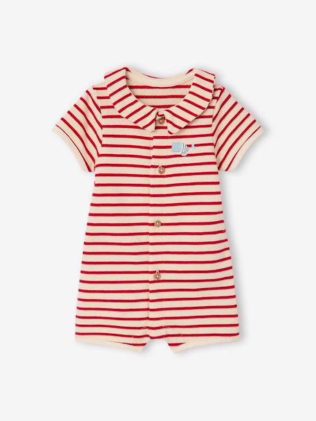 Gestreept boxpakje ecru+rood - vertbaudet enfant 