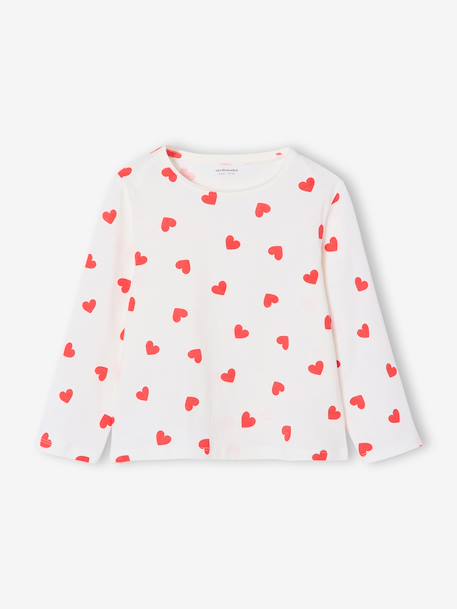 Set van 3 BASICS meisjesshirts met lange mouwen antraciet+ecru+grijsblauw+indigoblauw+koraal+zachtpaars - vertbaudet enfant 