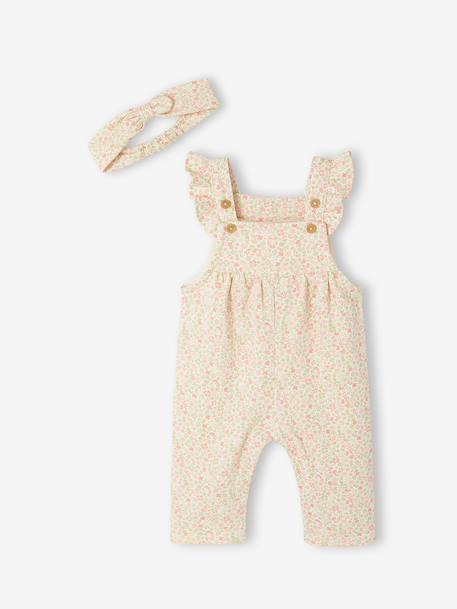 Bébé-Salopette bébé fille molleton + bandeau