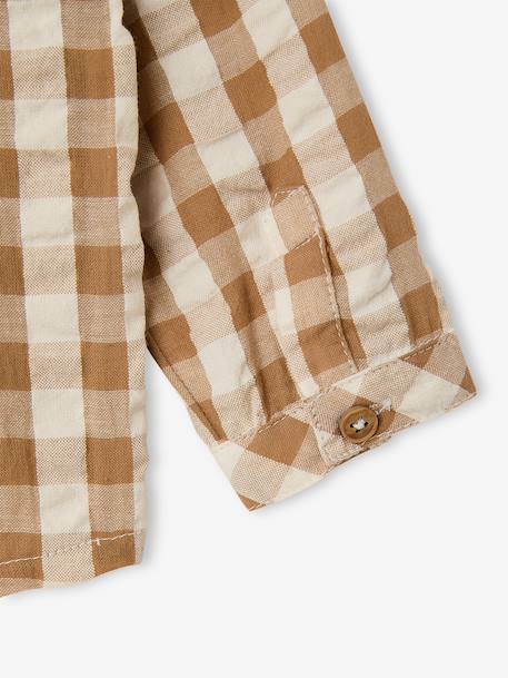 Hemd babyjongen katoengaas beige, geruit - vertbaudet enfant 