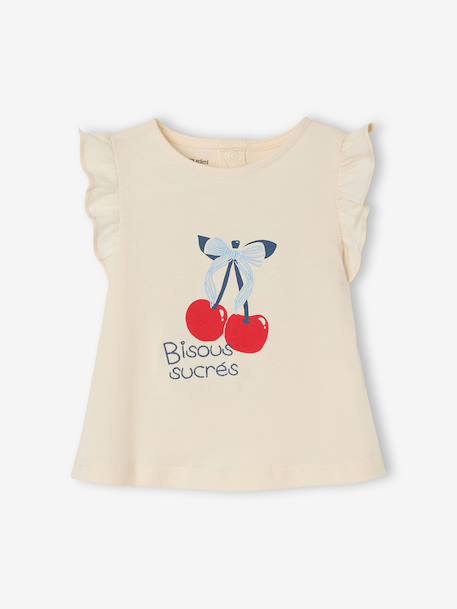 T-shirt bébé fille motif fantaisie en coton bio écru - vertbaudet enfant 